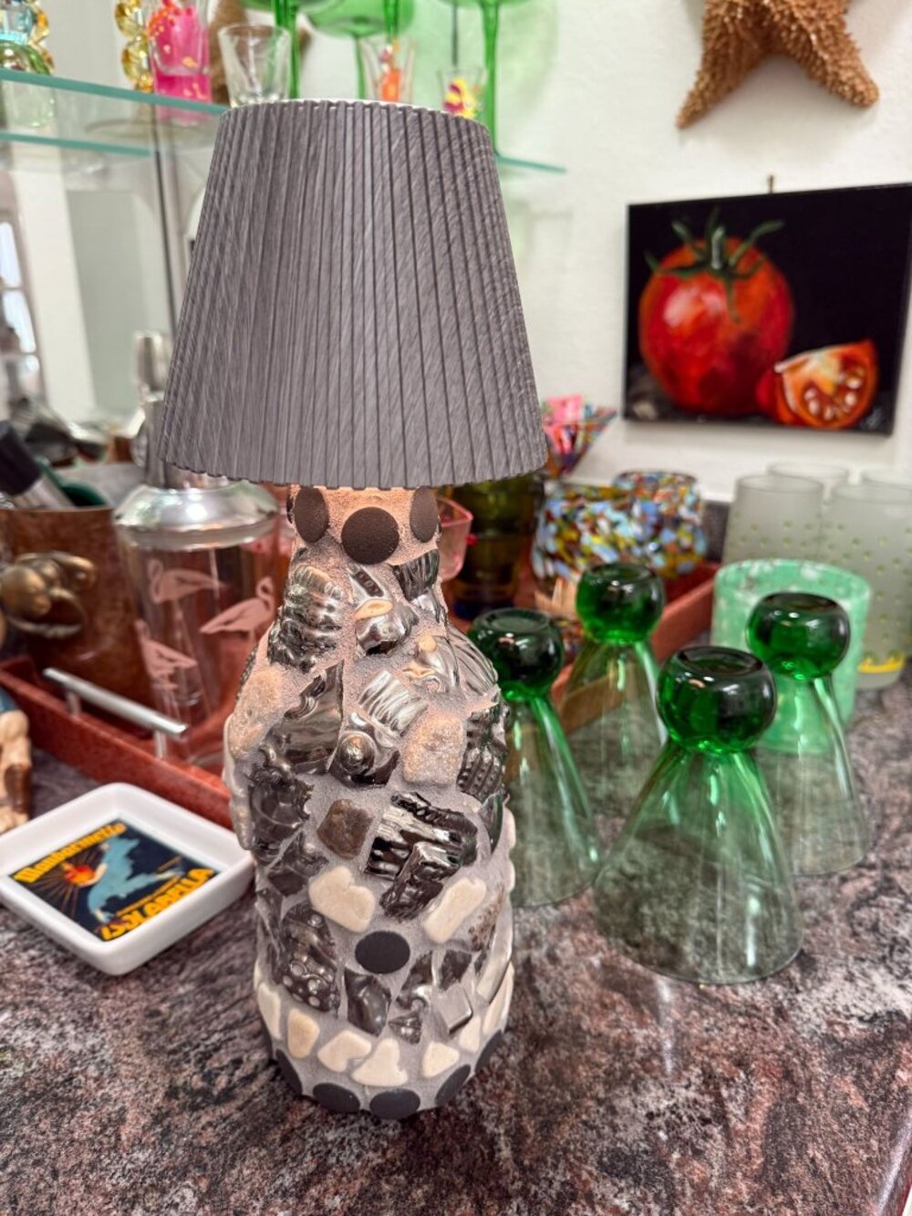 Table Bottle Lamp ~ Cordless ~ Patio ~ Bar ~ Night Light ~ Mosaic Art